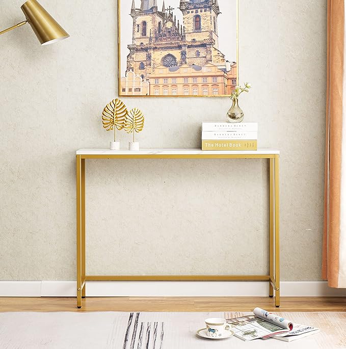 loglus Console Table for Entryway, Faux Marble MDF Sofa Table - Image 2