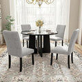 Merax 5-Piece Round Dining Table Set, Modern 4 Upholstered Chairs by Merax