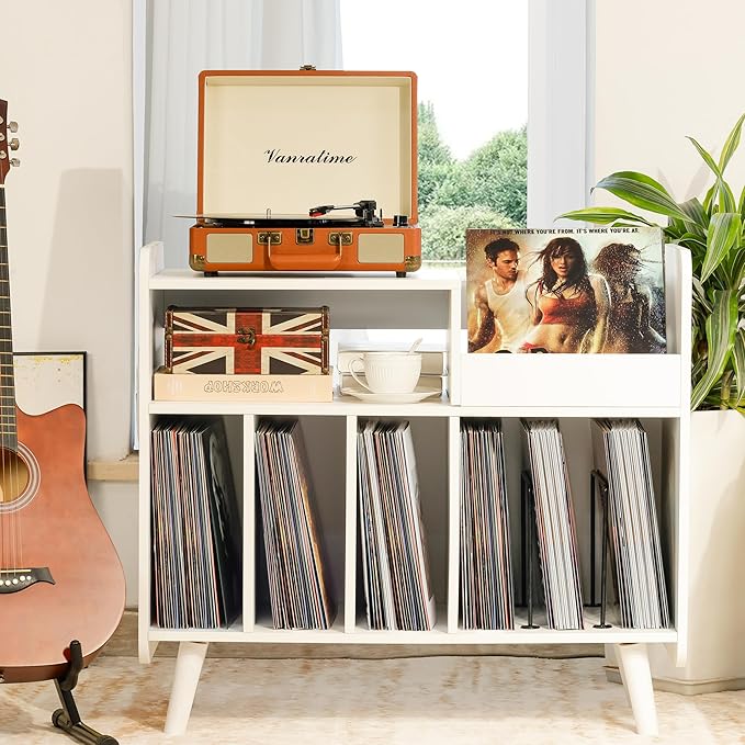 Record Player Stand, Large Record Player Table Cabinet - Image 5