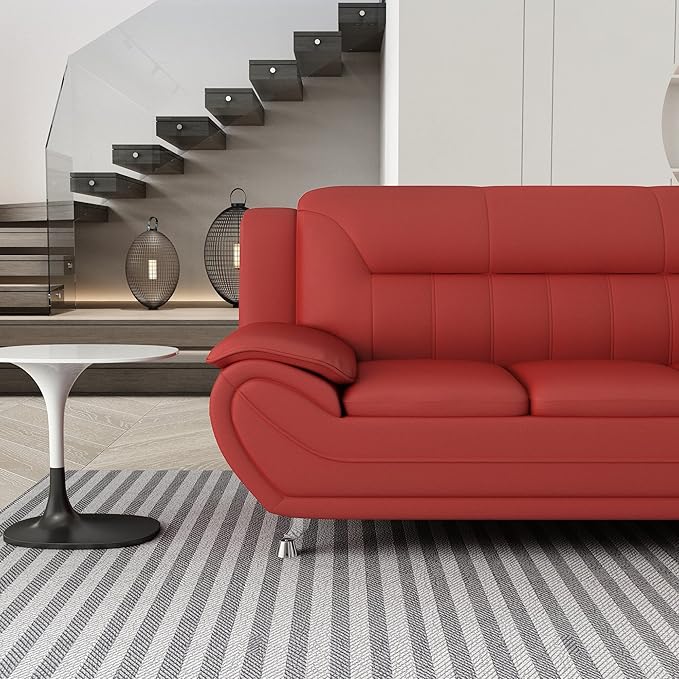 Container Furniture Direct Michael Modern Faux Leather Upholstered Stainless - Image 10