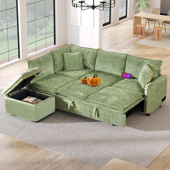 Ball & Cast 82.67" L-Shaped Sectional Pull Out Sofa by BallCast