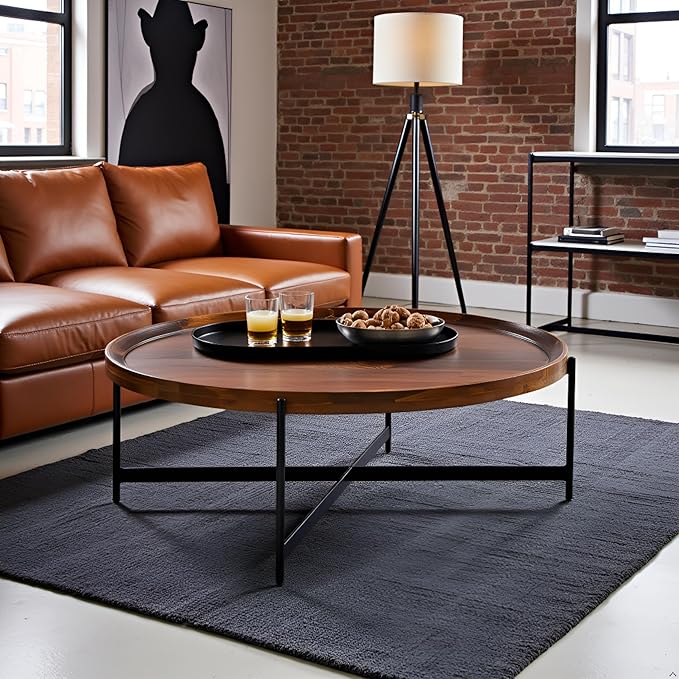 Brookline Solid Acacia Wood 42-Inch Round Coffee Table - Image 5