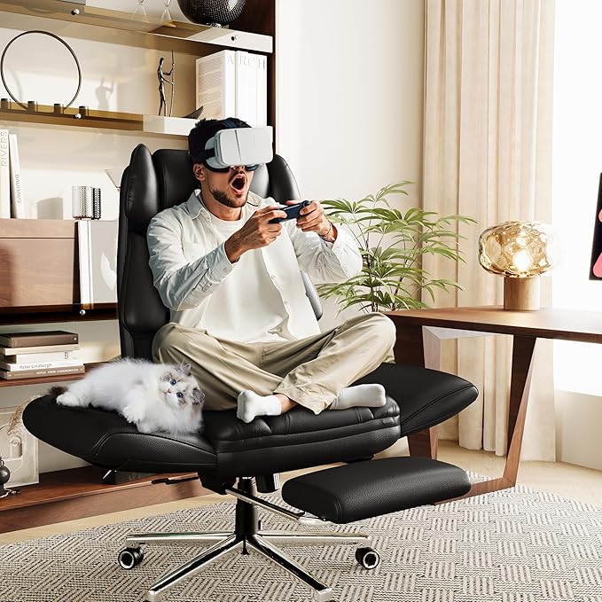 GABRYLLY Ergonomic Chair with Footrest – Wide Cross Legged Chair with - Image 2