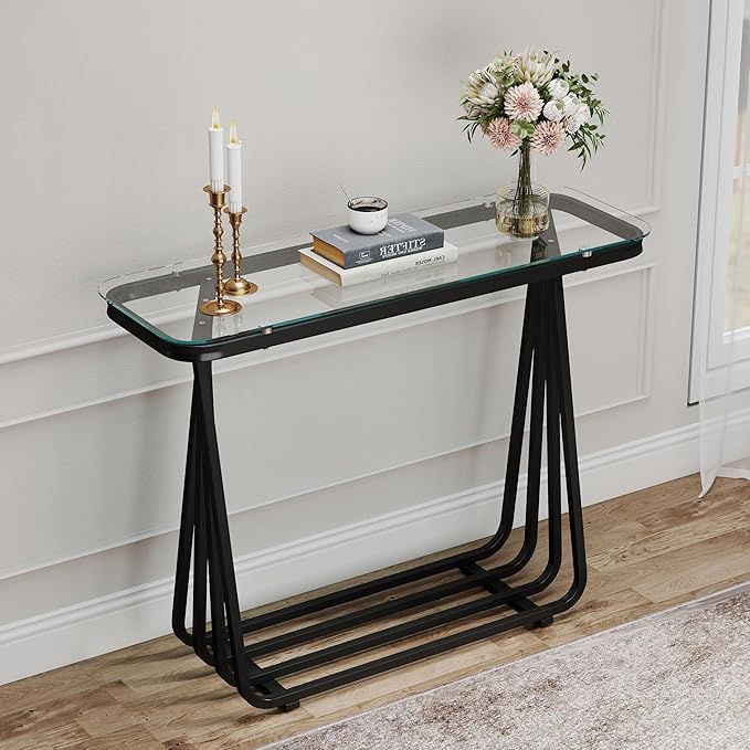 OIOG Glass Console Table for Entryway, Modern Entrance Table - Image 2