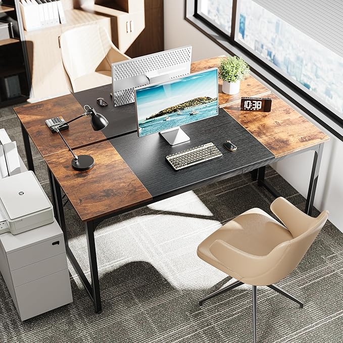 Huuger Computer Desk, 63 Inch Office Desk, Gaming Desk Writing Desk, Work Desk - Image 2