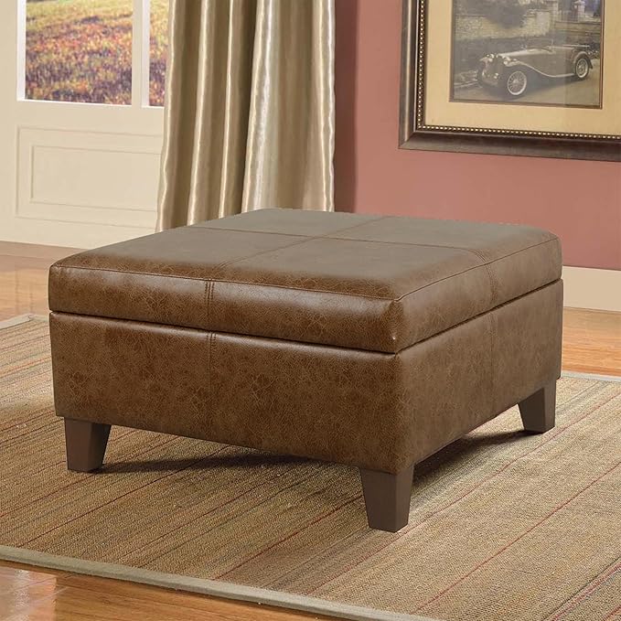 Homepop Home Decor | K2380-YDQY-2 | Luxury Large Faux Leather Square Storage - Image 2