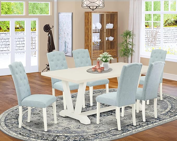 East West Furniture V027CE215-7 7 Piece Dining Room Table Set Consist of a - Image 2