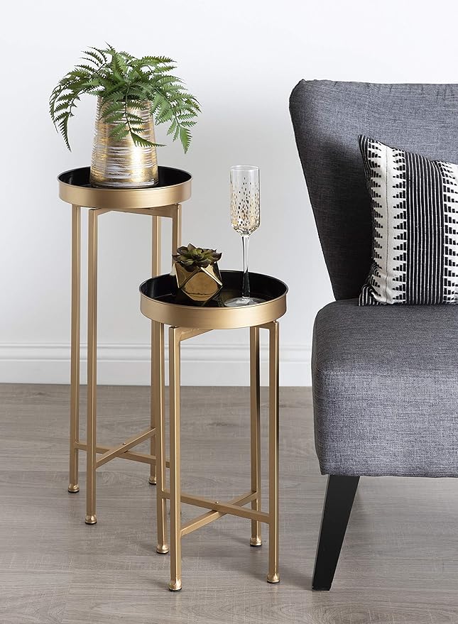 Kate and Laurel Celia Side Tables, Decorative Modern Glam End Table - Image 2