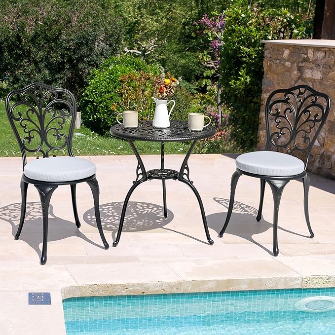 NUU GARDEN Bistro Set 3 Piece Outdoor All Weather Cast Aluminum Patio Bistro - Image 8