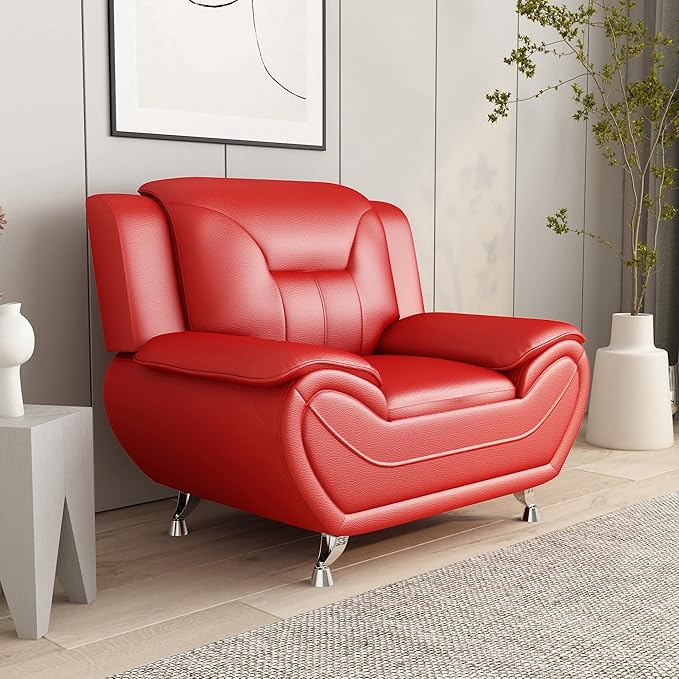 Container Furniture Direct Michael Modern Faux Leather Upholstered Stainless - Image 6