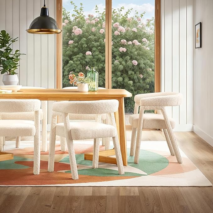 Walker Edison Ezra Modern Solid Wood Rounded Back Dining Chair - Image 8