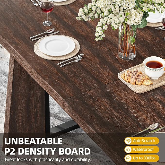 DWVO Rectangle Dining Table for 6-8 People 70.86 Inch Large Dining Room Table - Image 3