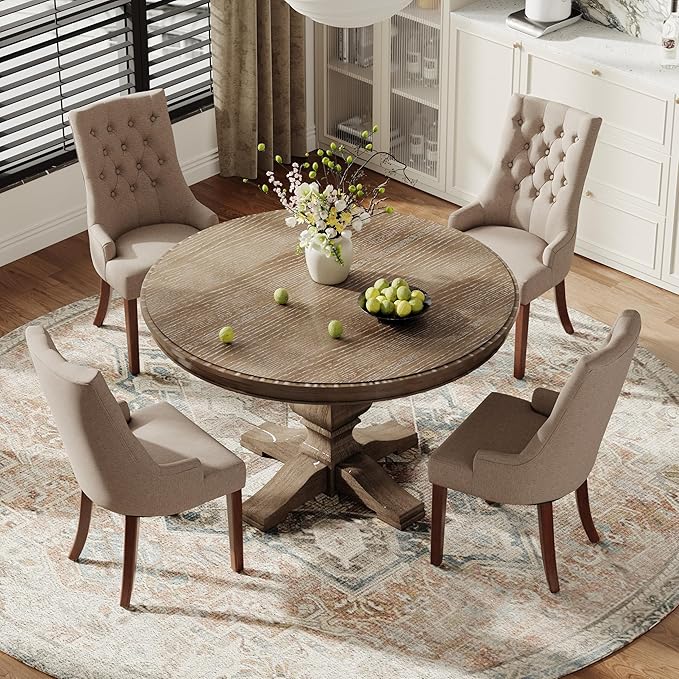 COLAMY Wingback Upholstered Dining Chairs Set of 4, Fabric Side Dining Room by COLAMYINC