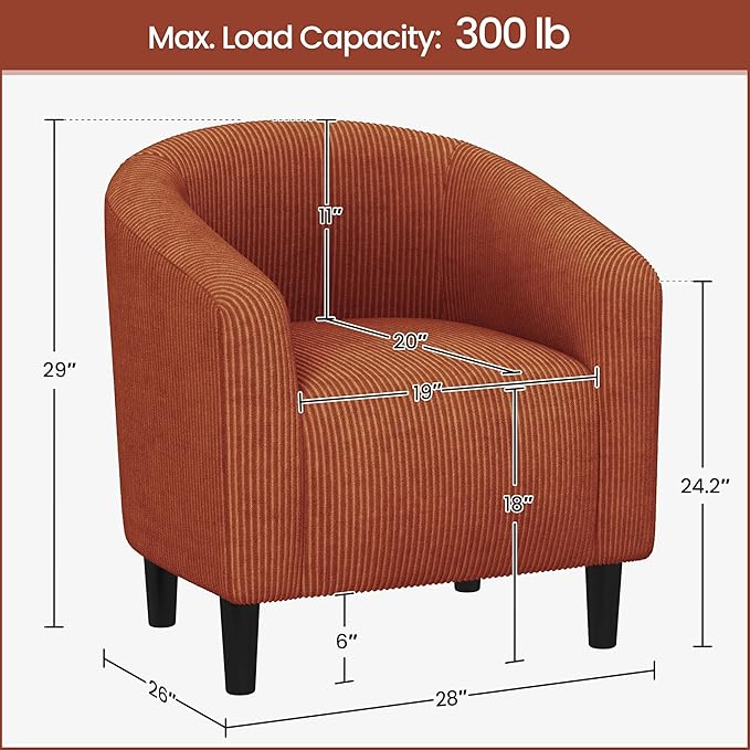 Yaheetech Accent Barrel Chair, Corduroy Fabric Club Chair, Furry Sherpa Elegant - Image 3