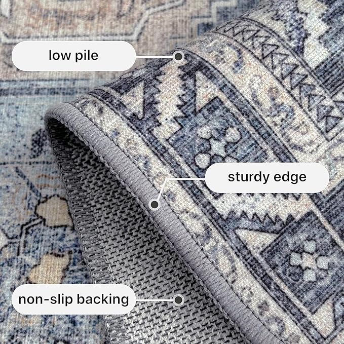 GENIMO 5x7 Area Rugs for Living Room, Machine Washable Non Slip Vintage Rugs - Image 6