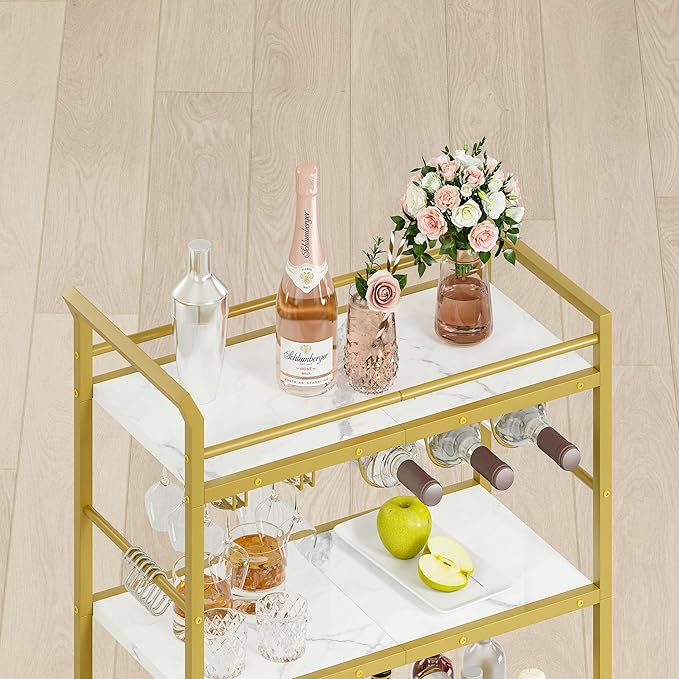 3 Tier Bar Cart, Home Bar Serving Cart - Image 7