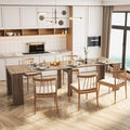 118" Extendable Dining Table for 6-10 Person, Wooden Folding Narrow Dining Room by Curtainboro