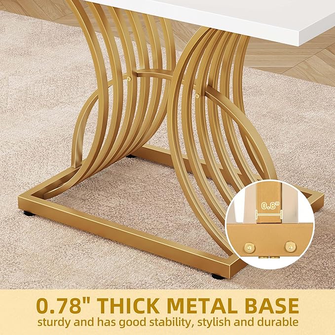DWVO Modern Dining Table for 4 People 47 Inch Rectangular Kitchen Table - Image 3