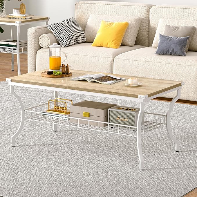 VECELO 3 Pieces Living Room Table Sets, Coffee and End Tables - Image 4
