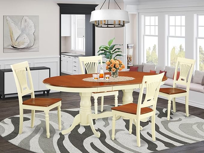 East West Furniture PLAI5-WHI-W 5 Piece Dining Room Furniture Set Includes an - Image 2