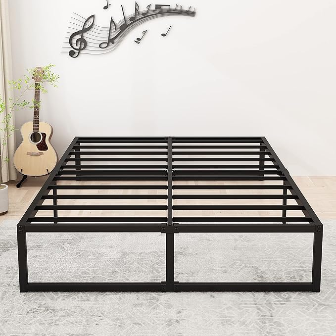 14 Inch Queen Bed Frame Heavy Duty Steel Slat Support Metal Platform Bed Frame by Lutown-TeenHome