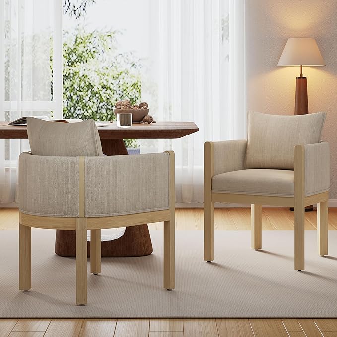 Christopher Knight Home Lucid Linen Upholstered Dining Chairs Set of 2 - Image 4