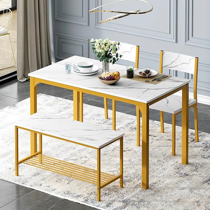 soges 4 Person Dining Table Set, 43.3 inch Kitchen Table Set - Image 6