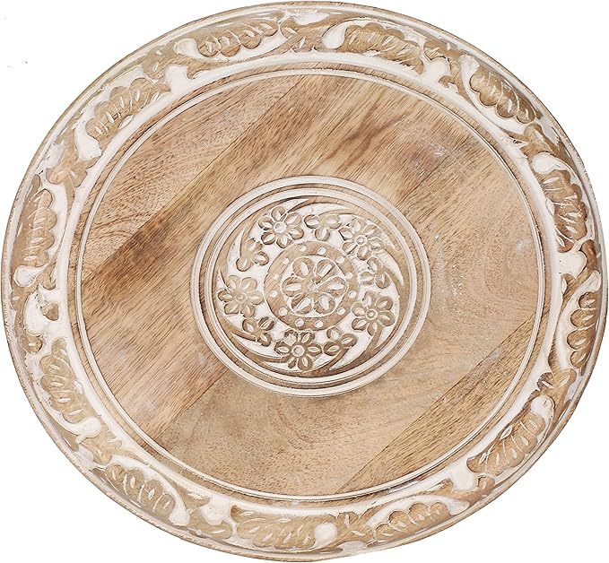 The Wooden Town Carved Wood Round End Table – 18" Accent Side Table - Image 5