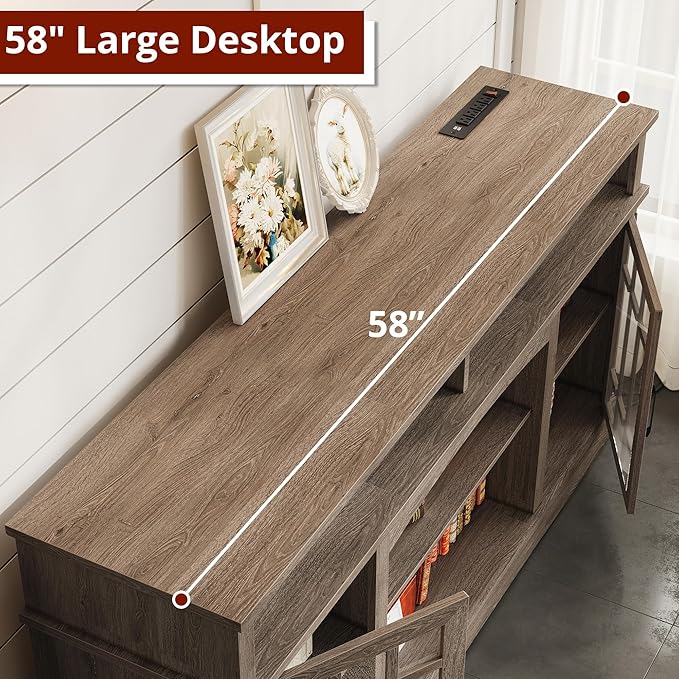 IRONCK Farmhouse TV Stand for 65 Inch TV, 32“Tall Entertainment Center - Image 2