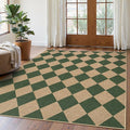 Lahome Checkered Outdoor Rug 5x7, Washable Rug by Lahome