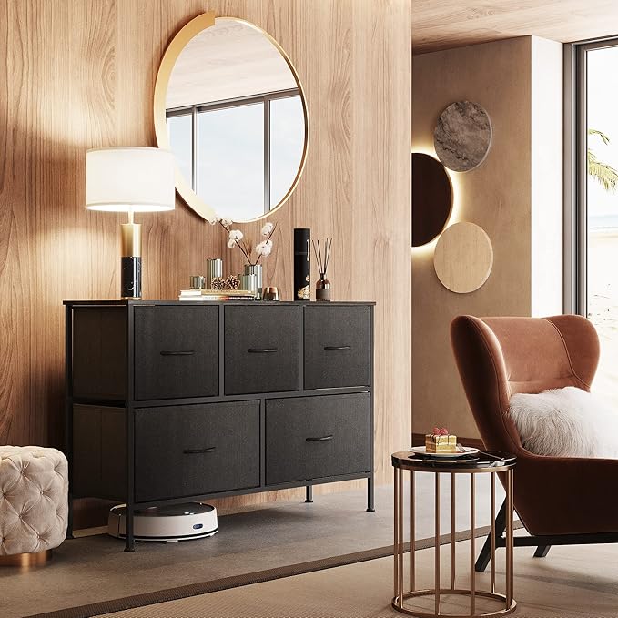 WLIVE Dresser for Bedroom with 5 Drawers, Long Fabric Dresser, Chest of Drawers - Image 6