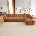Modern Chenille Fabric 4-Seat Sofa w/Ottoman+2 Pillows, Premium Upholstery by FAVSH