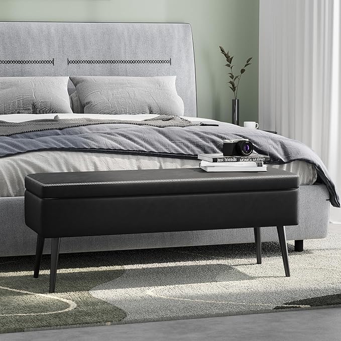 GarveeHome Storage Ottoman Bench, Mid-Century Modern Entryway Bedroom Bench by GarveeHome