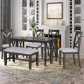 Ball & Cast 6-Piece Dining Table Set, Rectangular Dining Room Foldable Table by BallCast