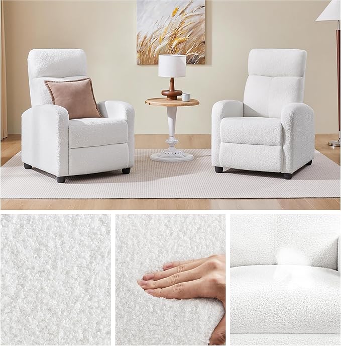 Yaheetech Boucle Recliner Chair Single Sofa Home Theater Seating Adjustable - Image 8