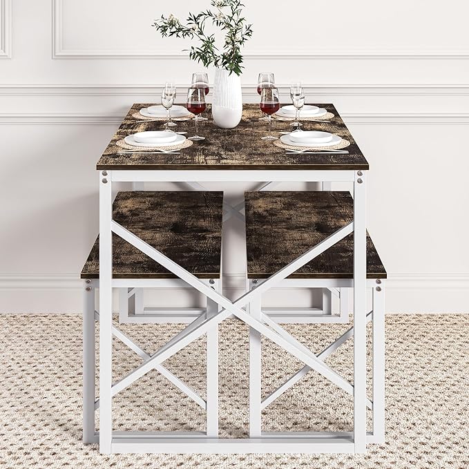 VECELO Kitchen Table with 2 Benches - Image 7