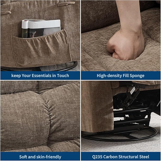 Rocking Recliner Chair with Vibration Massage & Heat, 360° Swivel Oversized - Image 4