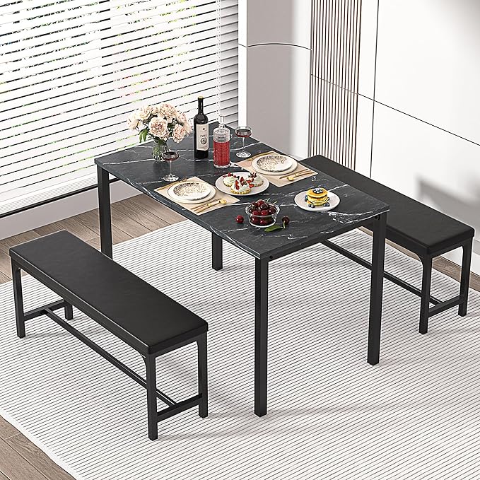 VECELO 3-Piece 63" Extendable Kitchen Table - Image 7
