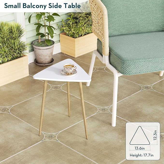 SAYGOER White Side Table Small Triangle End Tables Modern Narrow Sofa Table - Image 7