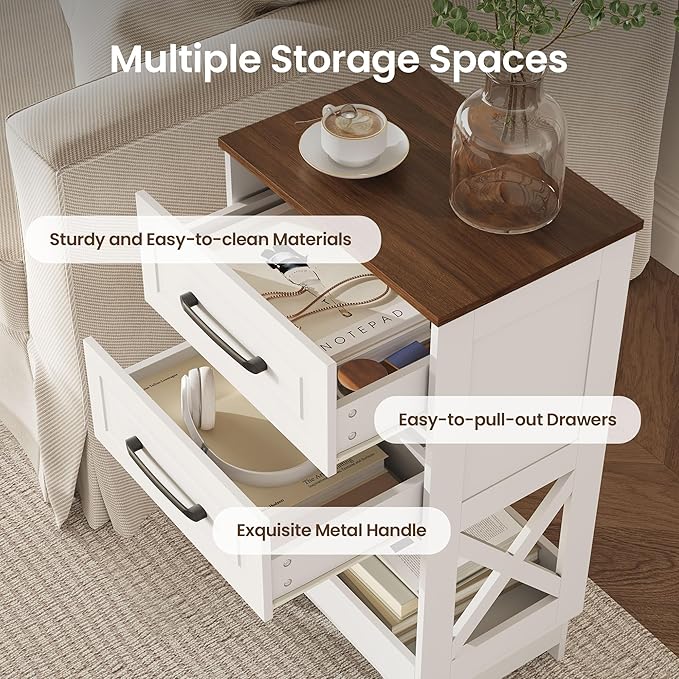 Tall Nightstand Set of 2 Side Table - Image 4