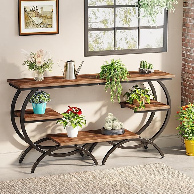 Tribesigns C-Shaped End Table, Industrial 3-Tier Small Side Table - Image 7
