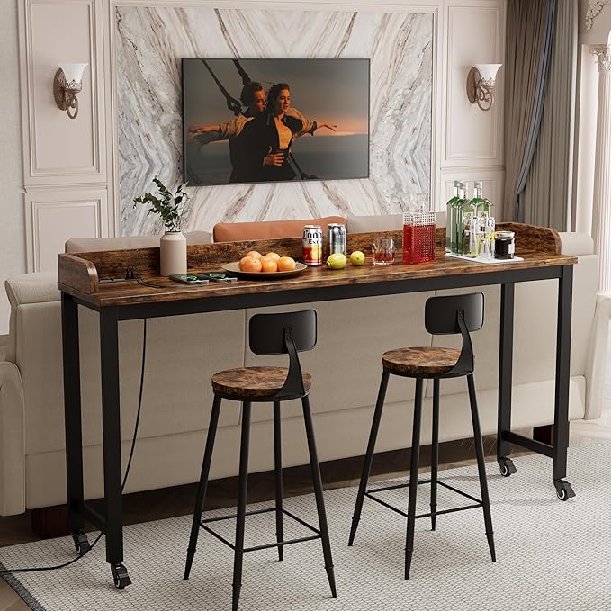 70.8" Standing Desk with Charging Station, Extra Long Desk on Wheels - Image 3