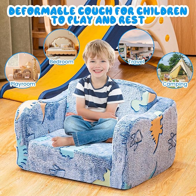 Lamerge 2-in-1 Toddler Couch, Glow in The Dark Baby Floor Bed, Foldable Toddler - Image 3