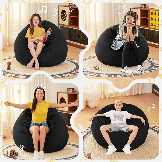 HABUTWAY 2FT Bean Bag Chair, Teardrop Bean Bag Chair Luxurious Velvet Ultra - Image 6