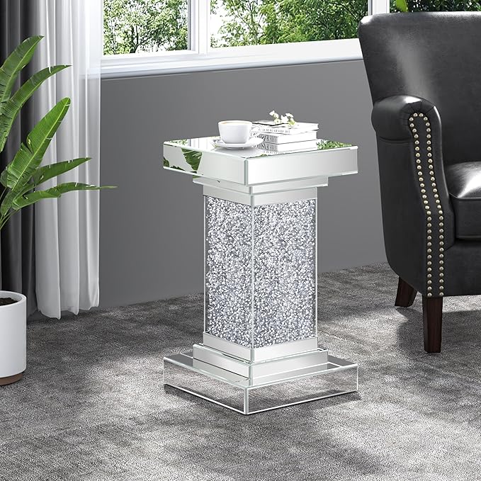 ENENE Mirrored End Table Crushed Diamond Coffee Table by ENENE