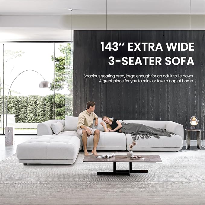COLAMY 144" Modular Sectional Chenille Couch - Image 4