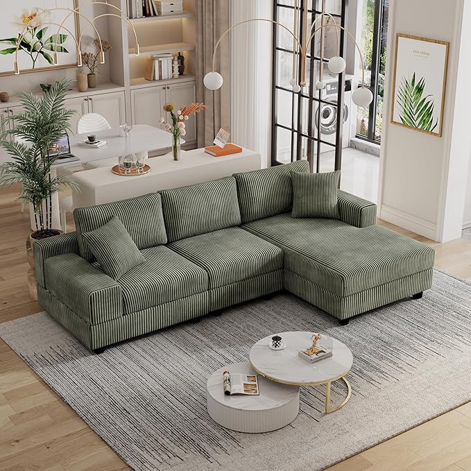 Eafurn Convertible L Shaped Modular Sectional Sofa Couch, 5 Seater Corduroy by Unknown