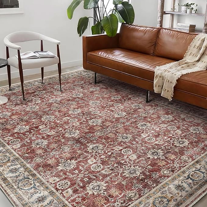 Washable Area Rug 8'x10' Boho Design Non-Shedding Non-Slip Easy Care Ideal by CHAMPLANT
