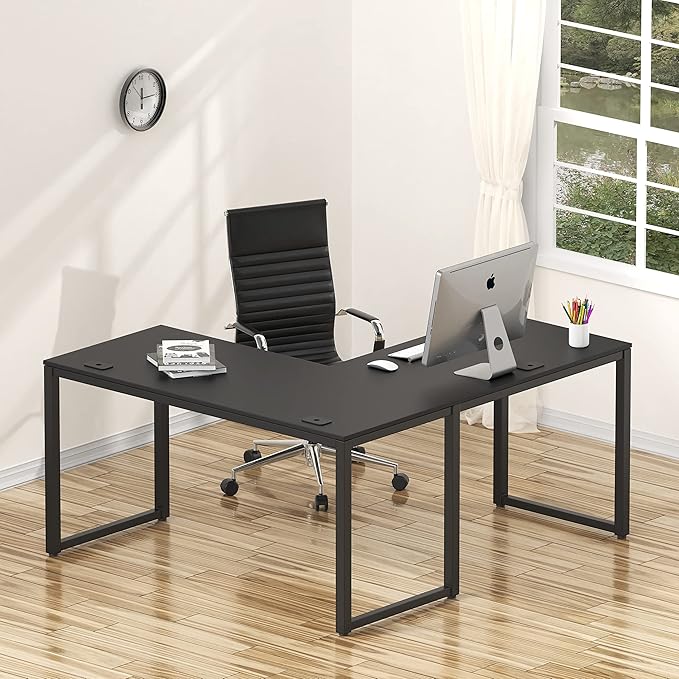 SHW 55 x 60 Inches Commercial-Grade L-Shape Corner Office Computer Desk - Image 2