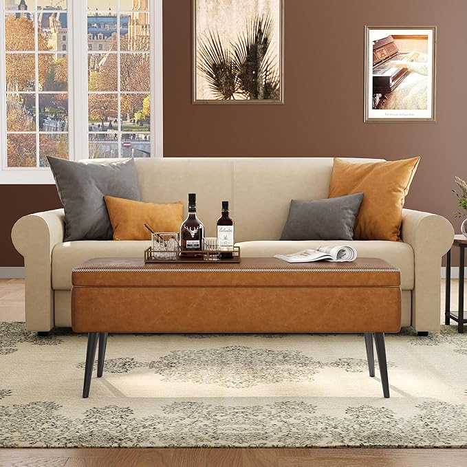 GarveeHome Storage Ottoman Bench, Mid-Century Modern Entryway Bedroom Bench - Image 6